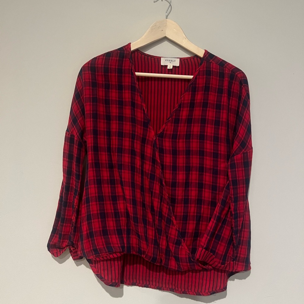 Everly Flannel Blouse Top